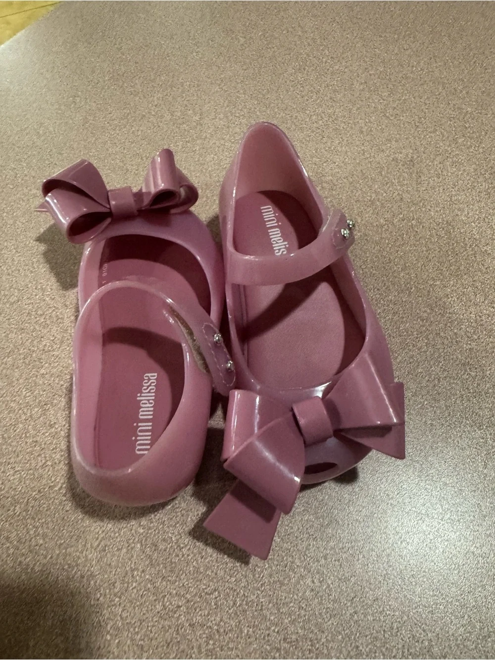 Mini Melissa Girls Mauve Pink Jelly Bow Mary Jane Shoes